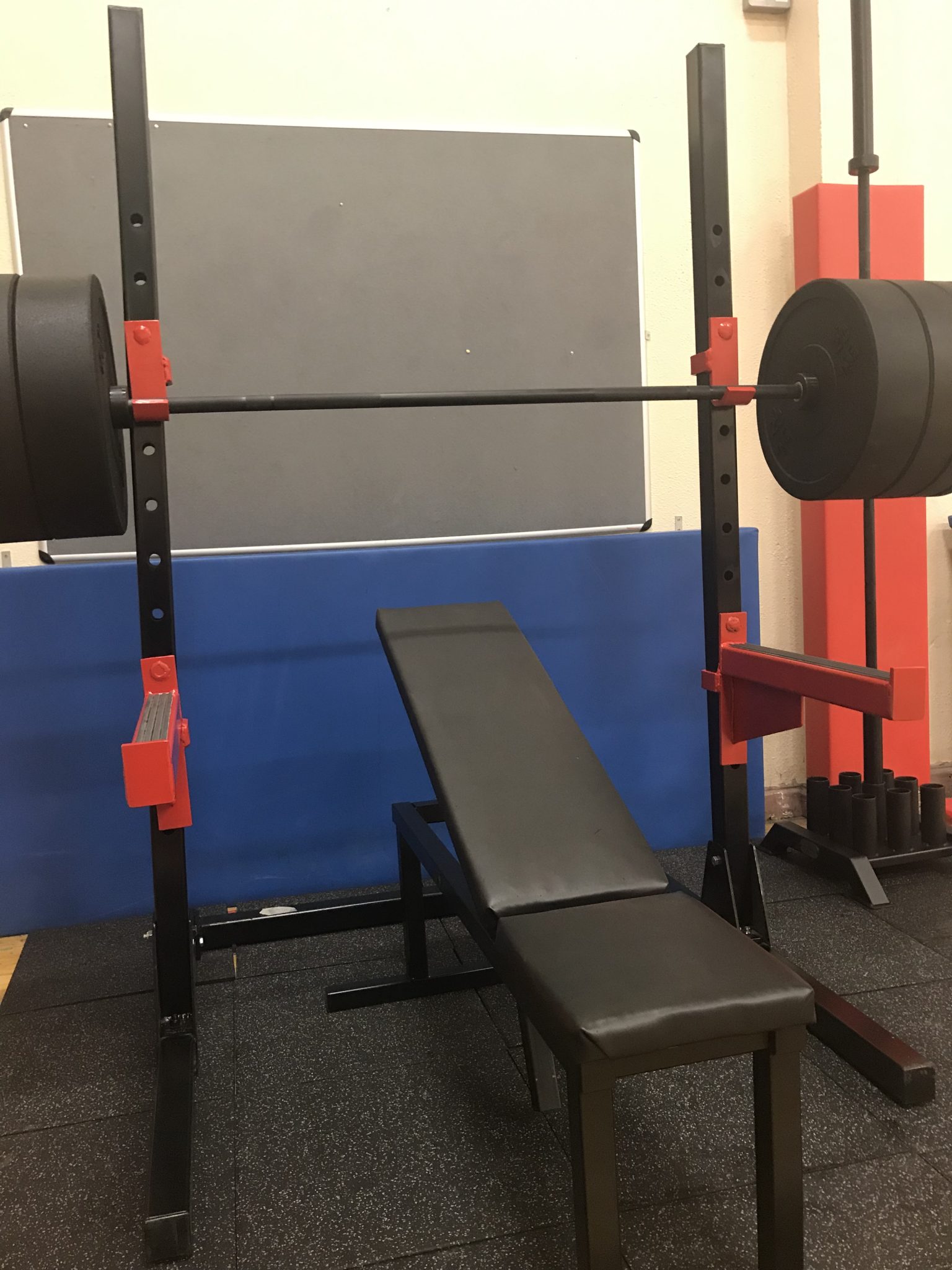 Olympic Squat Rack, Bar, Bumper 100KG Bench Set Exercise Equipment